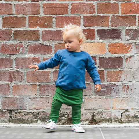 mini crew sweater - denim / space junk
