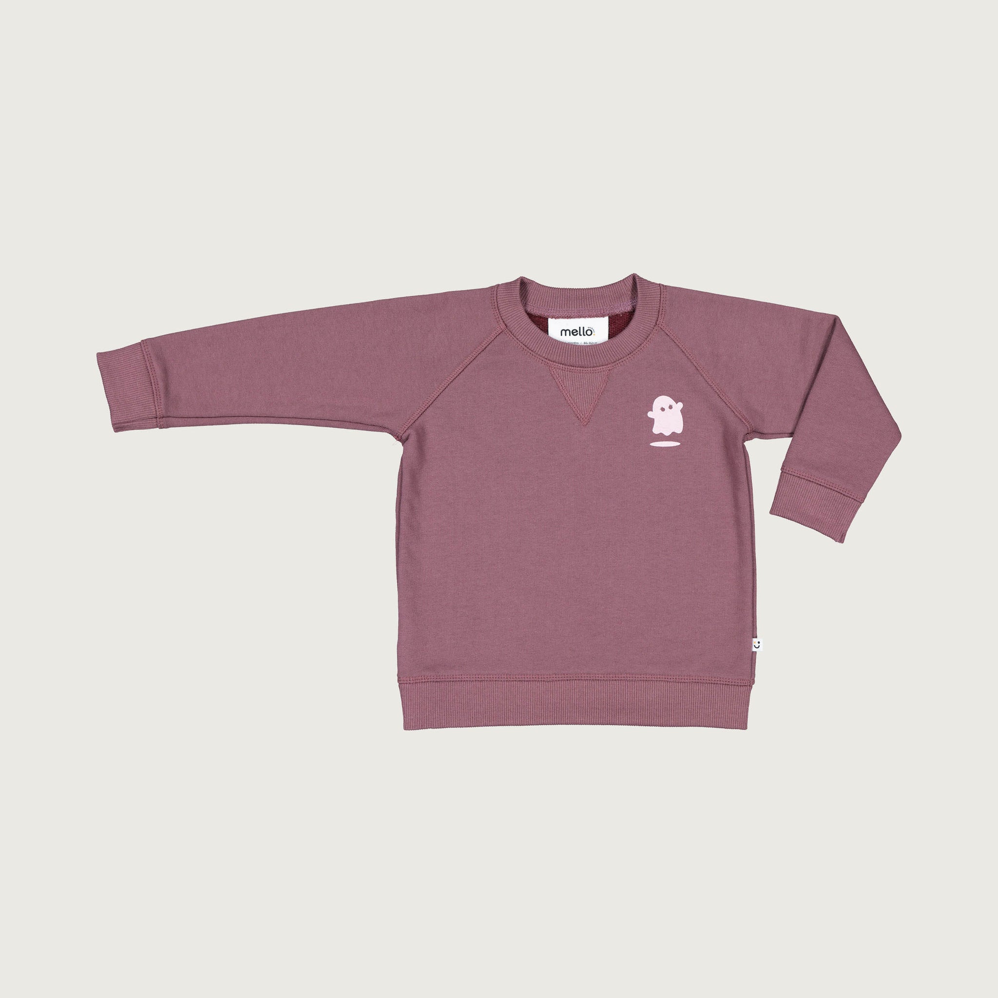 cotton merino sweater plum with print