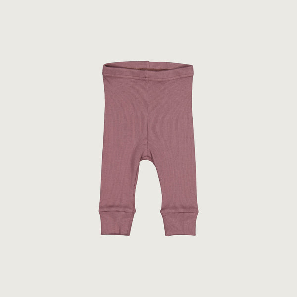 Organic rib cotton leggings plum