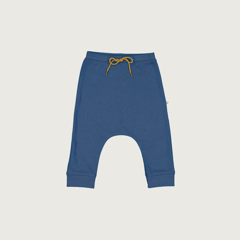 Organic cotton merino baby slouch trackie denim blue