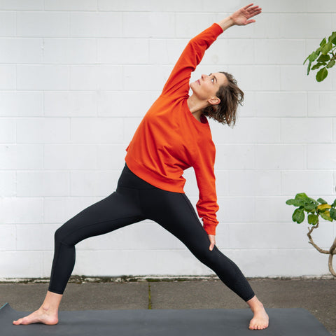 Active wear organic cotton merino women's top in tangerine orange