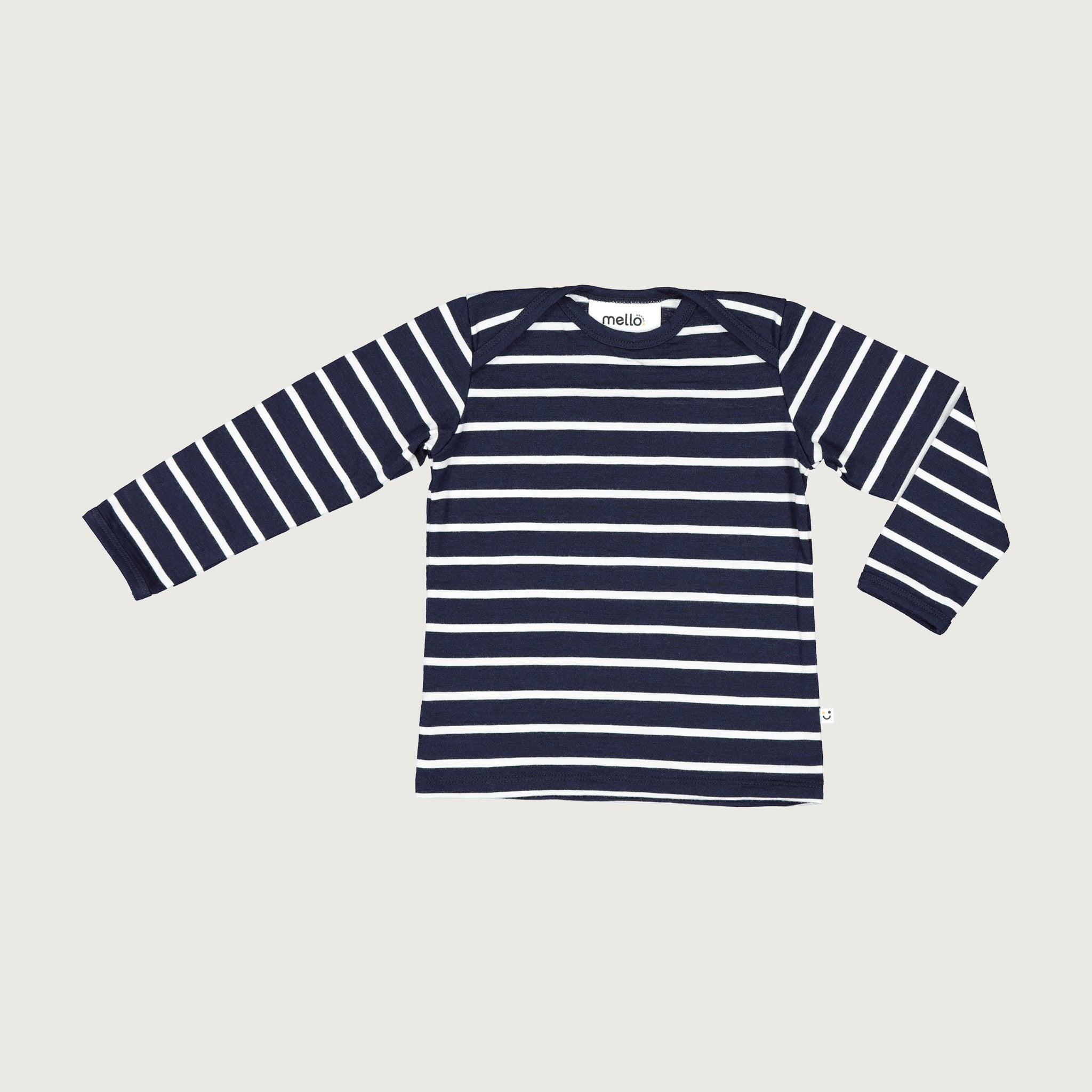 Merino baby long sleeve top navy Breton stripes