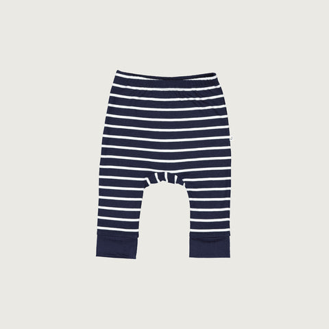 Merino baby slouch pants navy Breton stripes