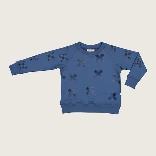 cotton merino crew sweater blue