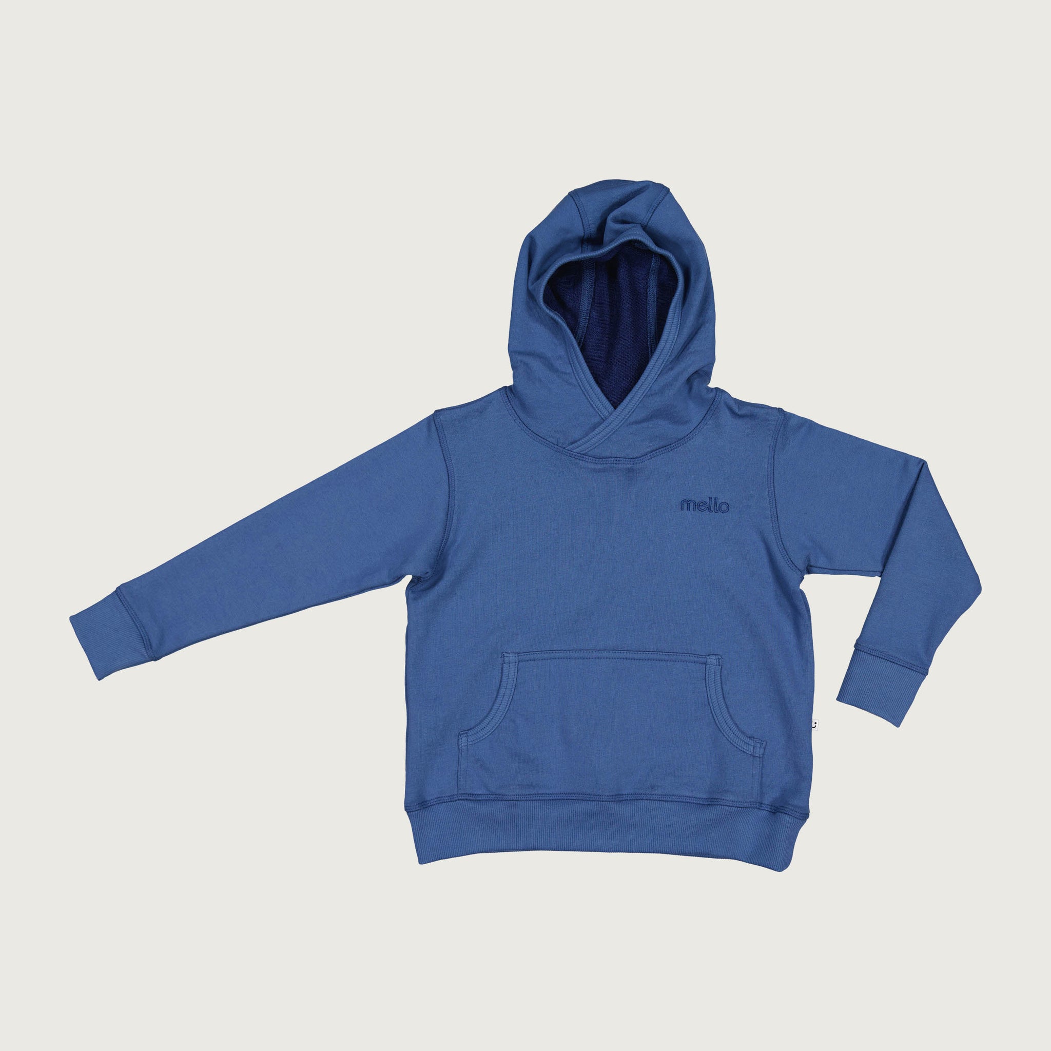 Organic cotton merino hoodie denim blue