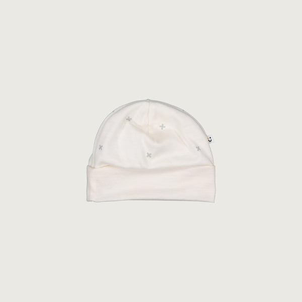 merino baby hat natural white allover x