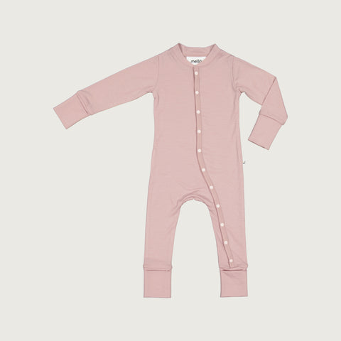 Merino baby sleepsuit blush pink
