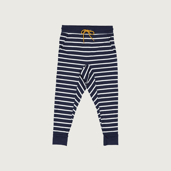 Merino slouch pants navy Breton stripes