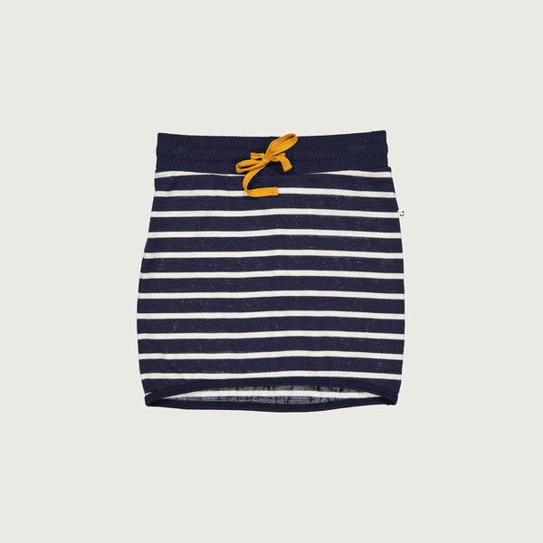 Merino slouch skirt navy Breton stripes